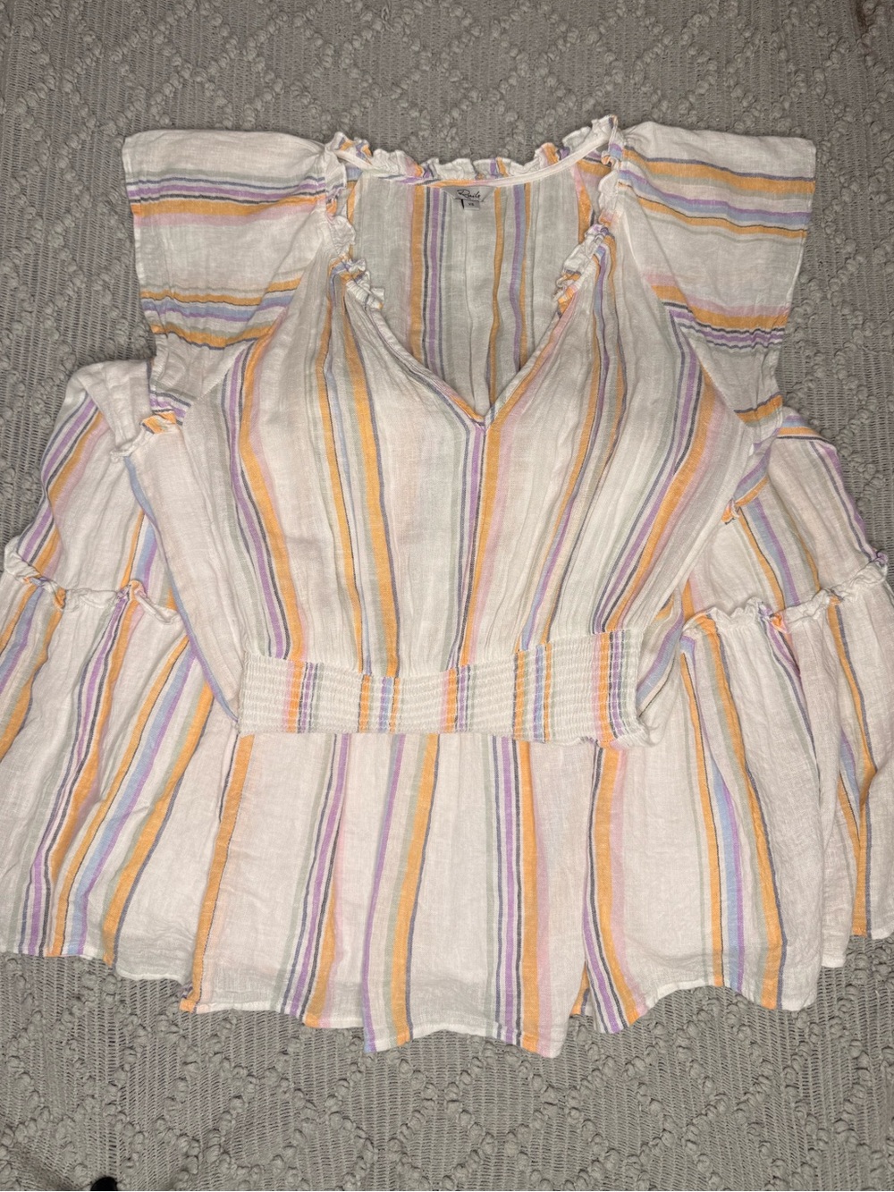 NWOT Rails - Women's Amellia Striped Linen Blend Tiered Dress - Picture 3 of 6